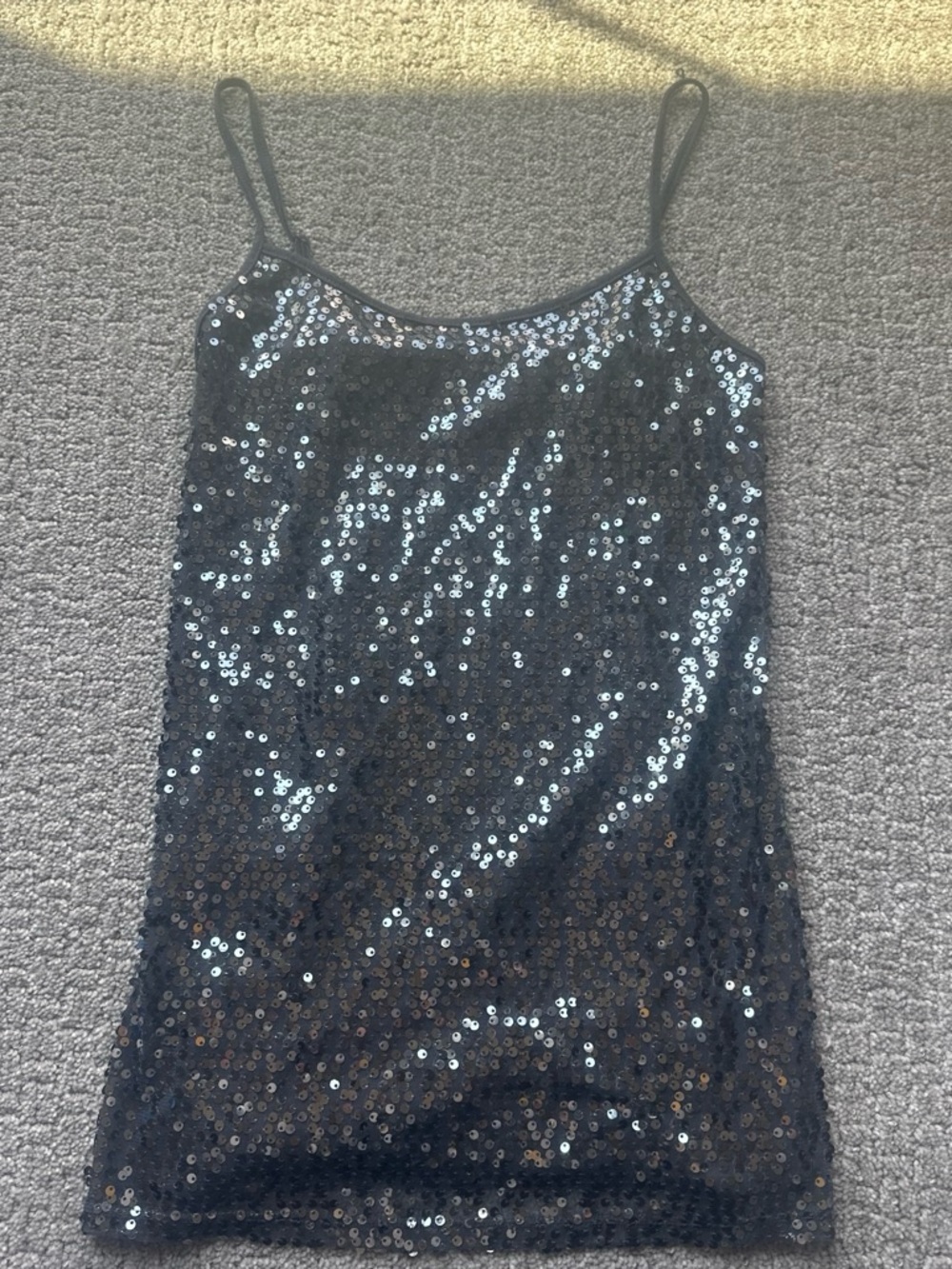 Weavers Black Sequin Camisole with Spaghetti Straps